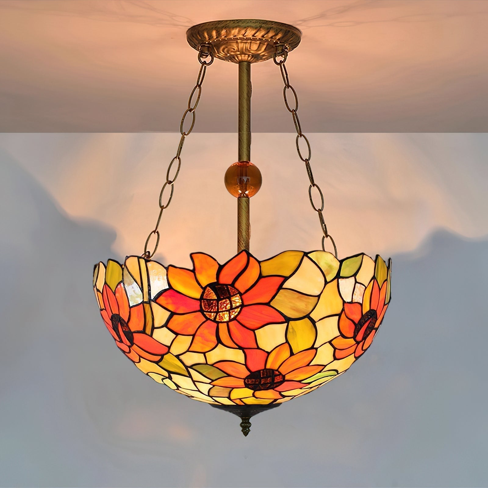 ElysianRose | Vibrant Handcrafted Tiffany Ceiling Light Fixture 8