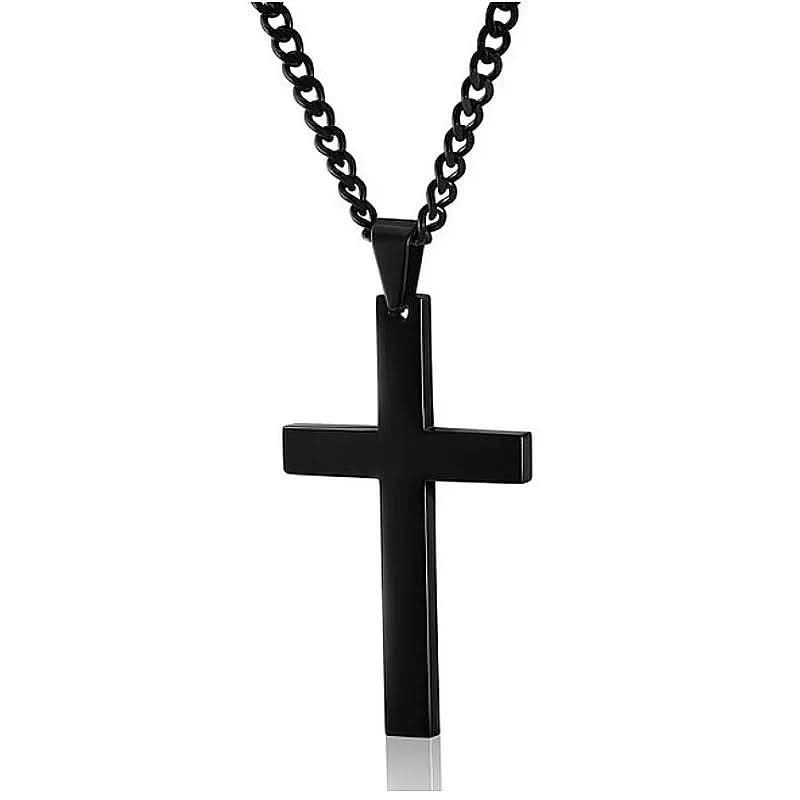 ElysianSteel | Stylish Classic Men's Cross Necklace with Durable Iron Chain 0