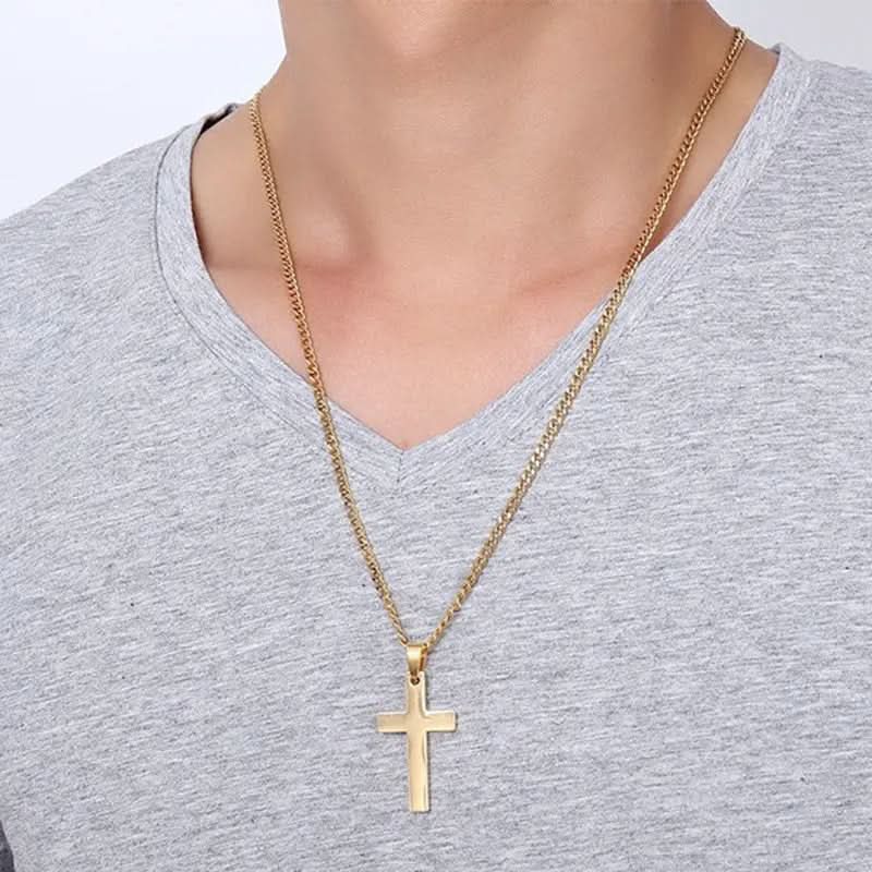 ElysianSteel | Stylish Classic Men's Cross Necklace with Durable Iron Chain 5