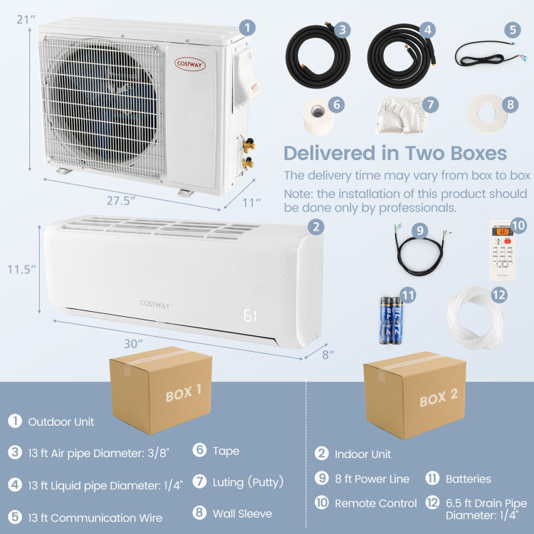 Energy Star Certified 12000 BTU 21 SEER2 208-230V Ductless Mini Split Air Conditioner with Heater Pump 1