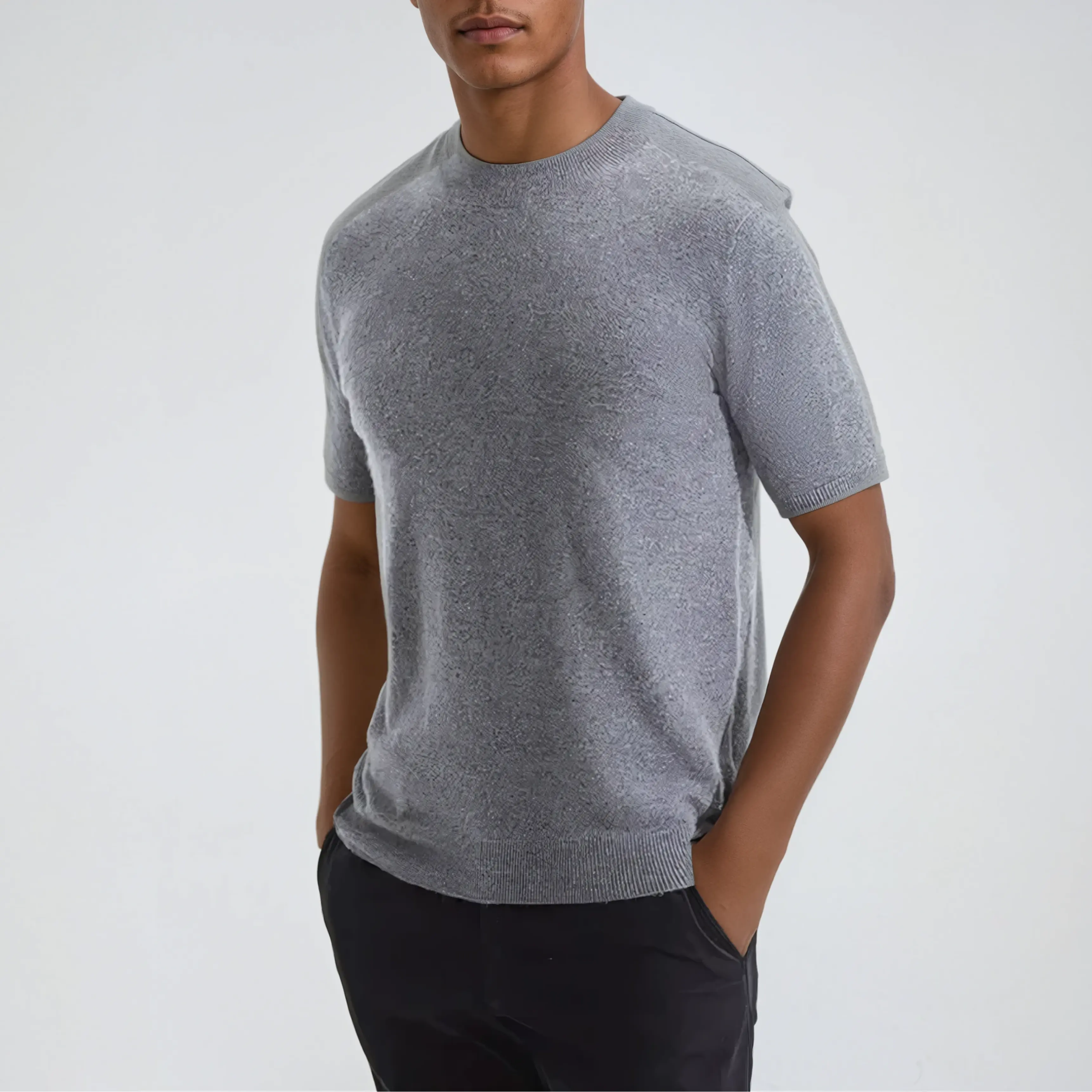 Ethan | Elegant Gray Cashwool T-Shirt 1