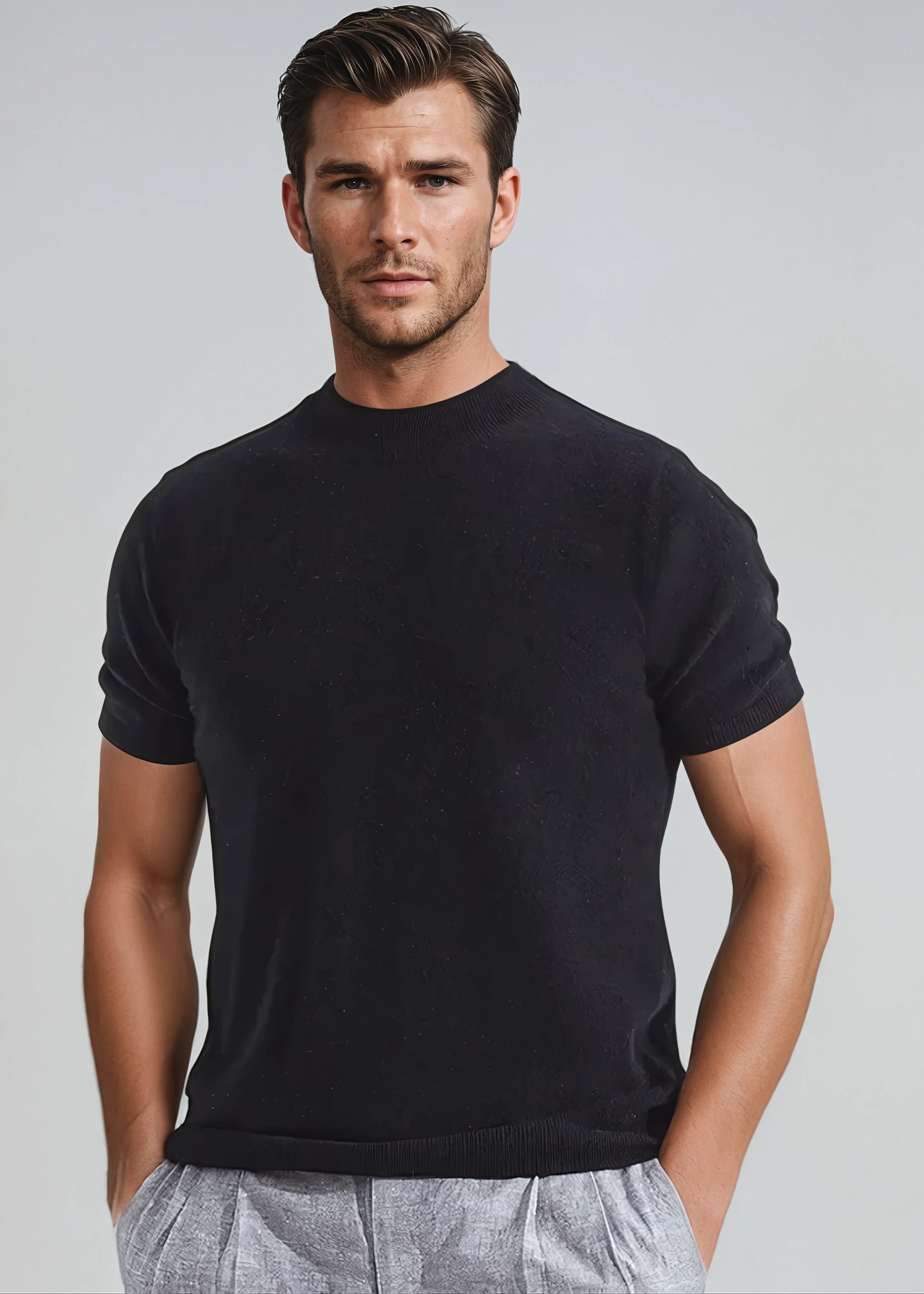 Ethan | Luxurious Black Cashwool T-Shirt 0