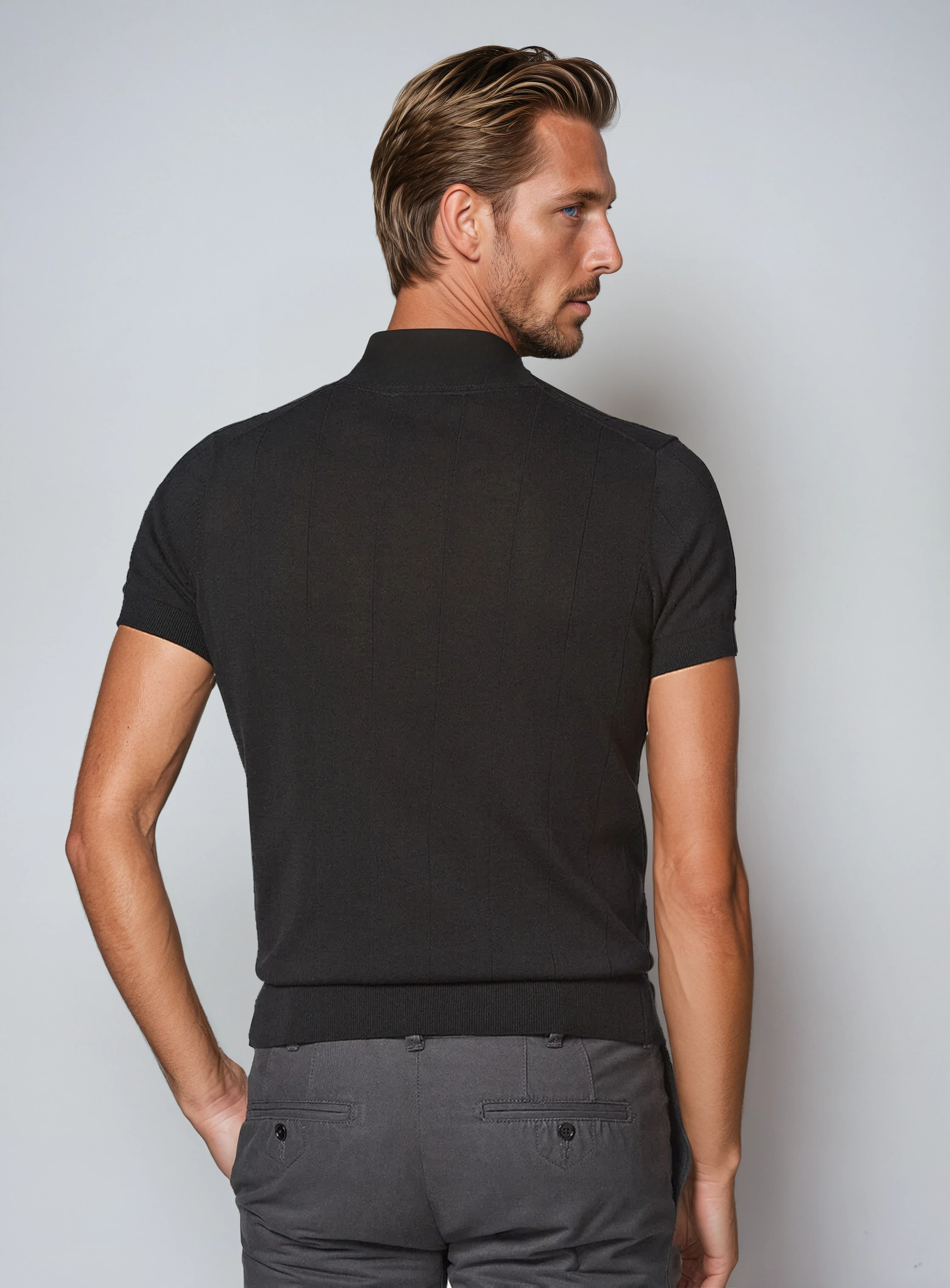 Ethan | Stylish Black Ribbed T-Shirt 1