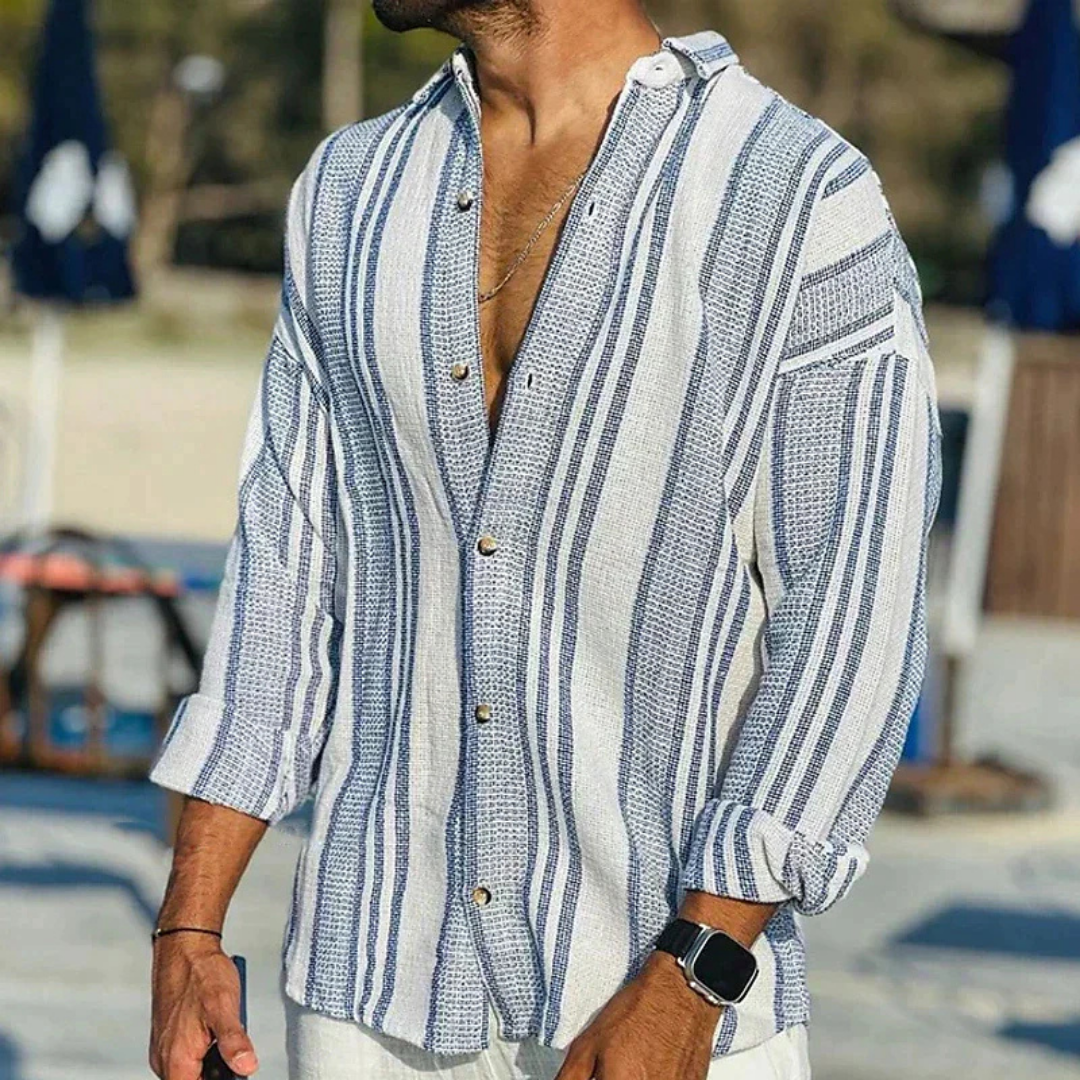 Ethan | Stylish Striped Long Sleeve Down Shirt 0