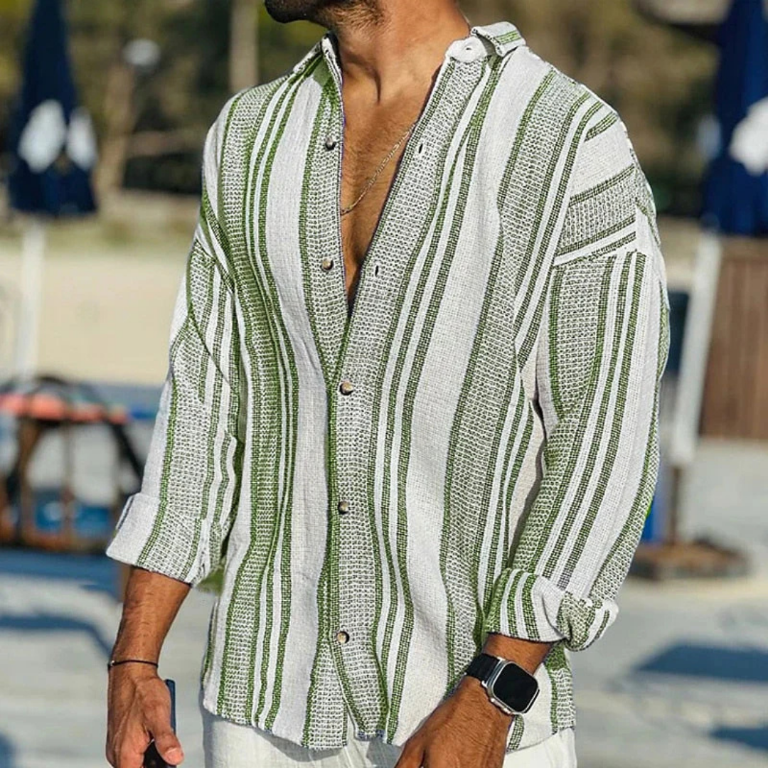 Ethan | Stylish Striped Long Sleeve Down Shirt 1