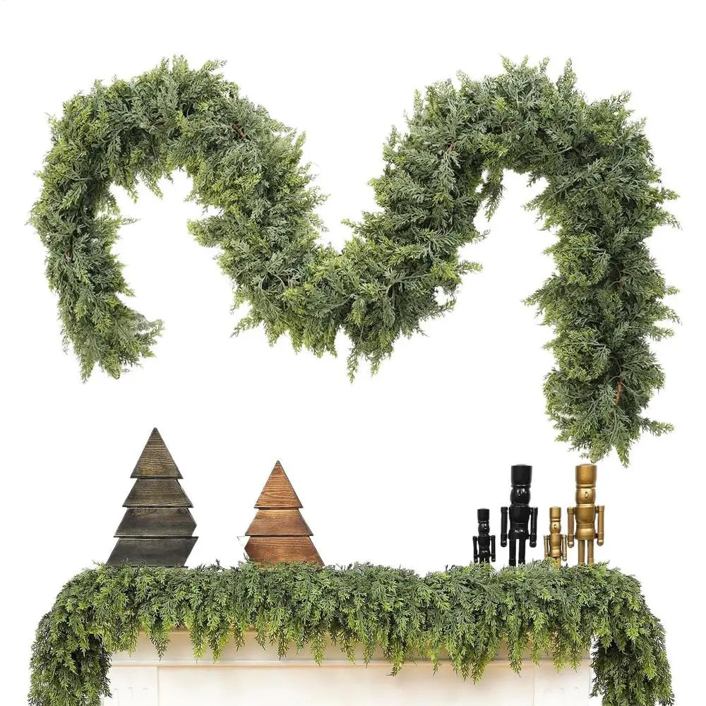 EvergreenCharm – Atmospheric Christmas Garland of Cypress Leaves 6