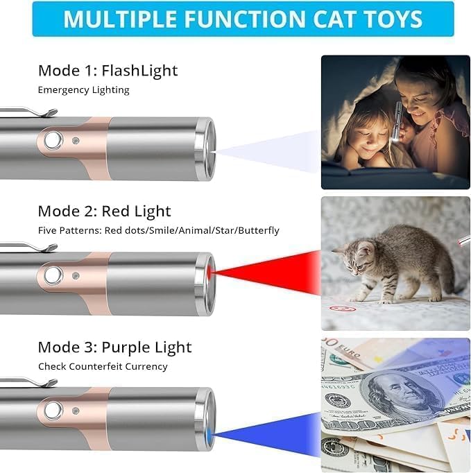 FelineBeam | Interactive Rechargeable Stainless Steel Cat Laser Toy 4