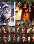 FelineFest | Charming Durable Acrylic Cat-Shaped Christmas Ornaments Set 1