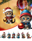 FelineFest | Charming Durable Acrylic Cat-Shaped Christmas Ornaments Set 2