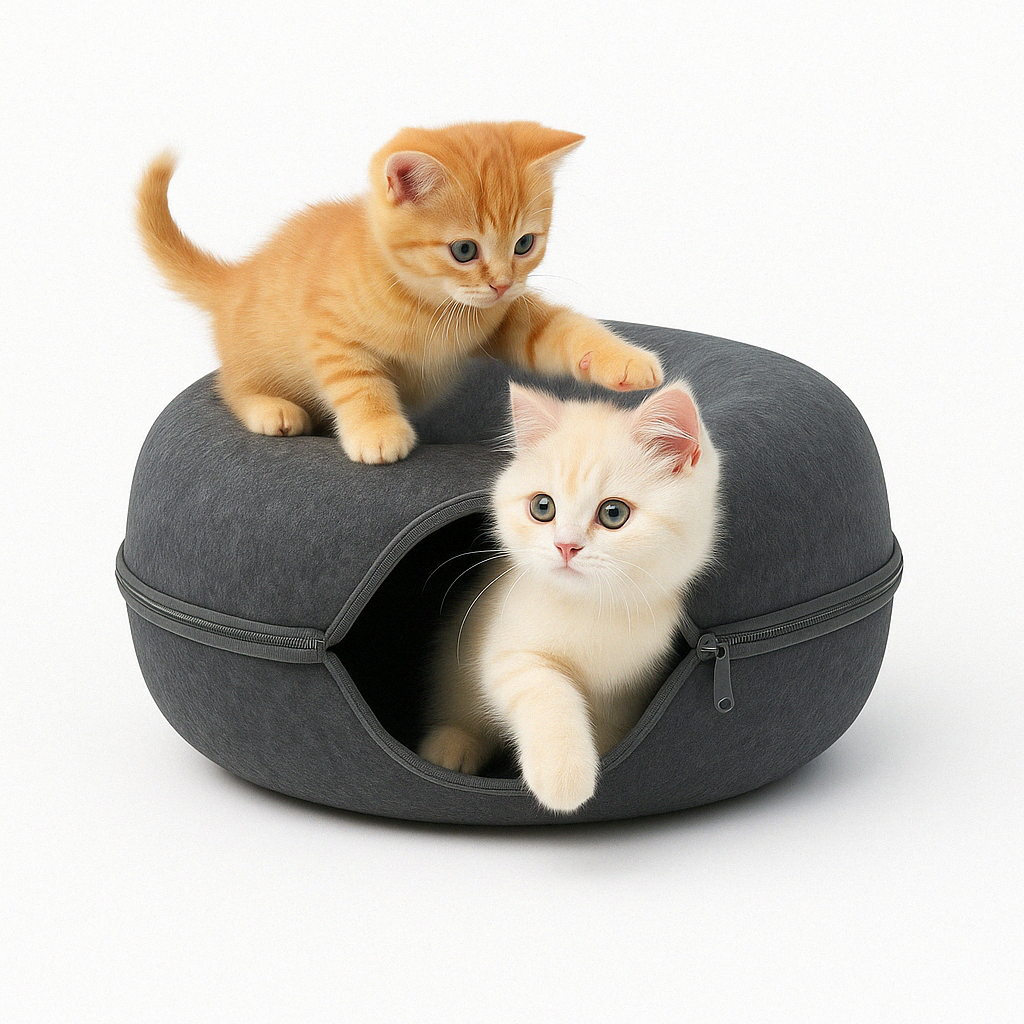 FelisCave | Cozy Durable Felt Cat Tunnel Bed for Multiple Cats 0