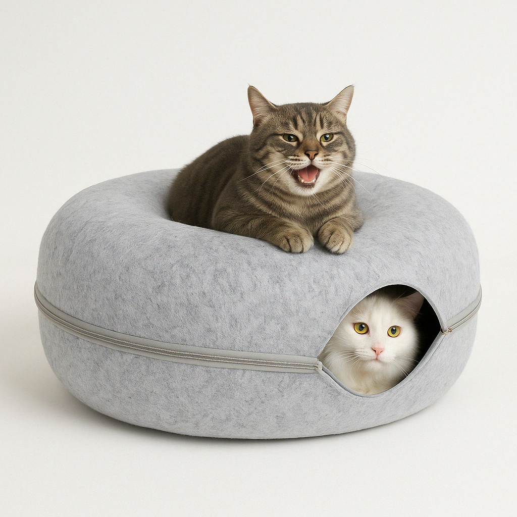 FelisCave | Cozy Durable Felt Cat Tunnel Bed for Multiple Cats 1