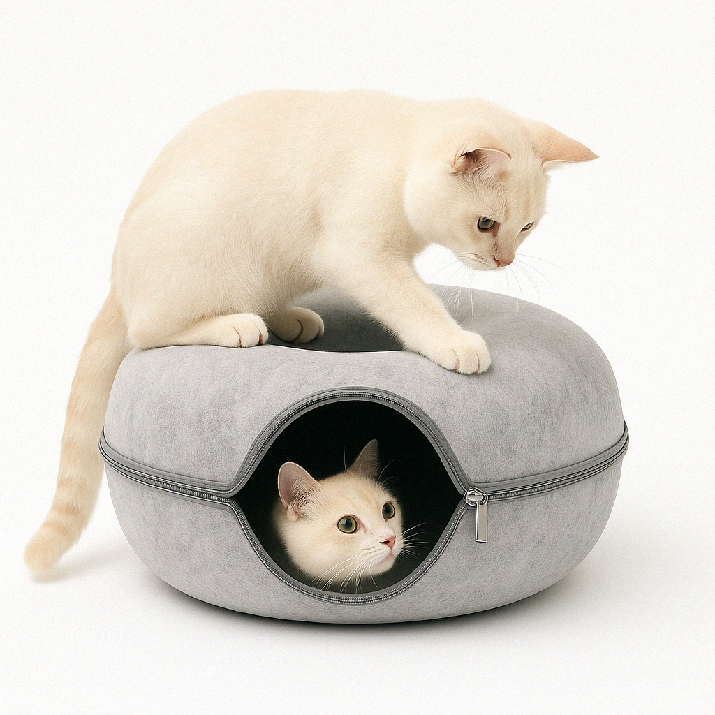 FelisCave | Cozy Durable Felt Cat Tunnel Bed for Multiple Cats 9