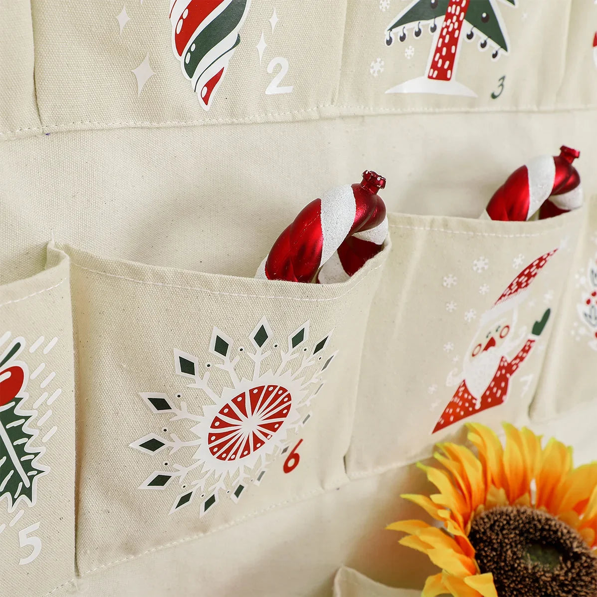 FestiveCanvas | Colorful Interactive Hanging Advent Calendar with 24 Pockets 2