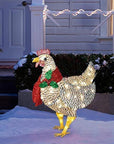 FestiveGlow | Charming Luminous Chicken Garden Decoration with Scarf 2
