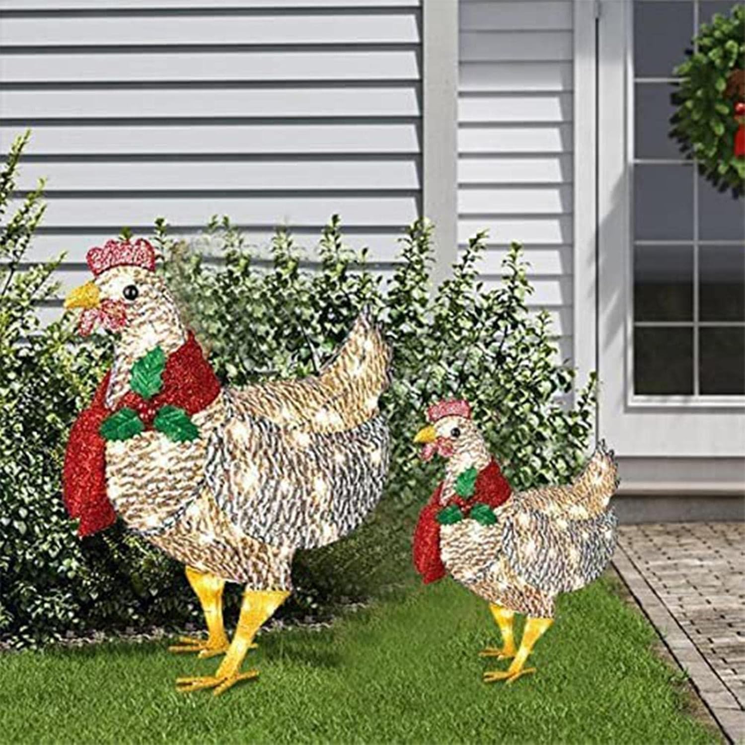 FestiveGlow | Charming Luminous Chicken Garden Decoration with Scarf 3