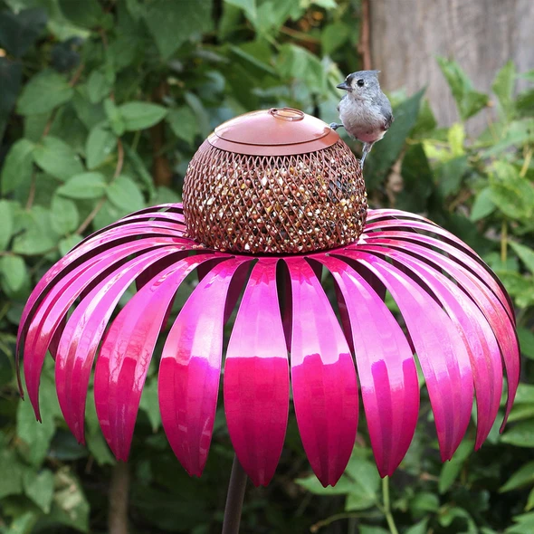 FloraBloom | Elegant Decorative Metal Flower Bird Feeder for Outdoor Gardens 0