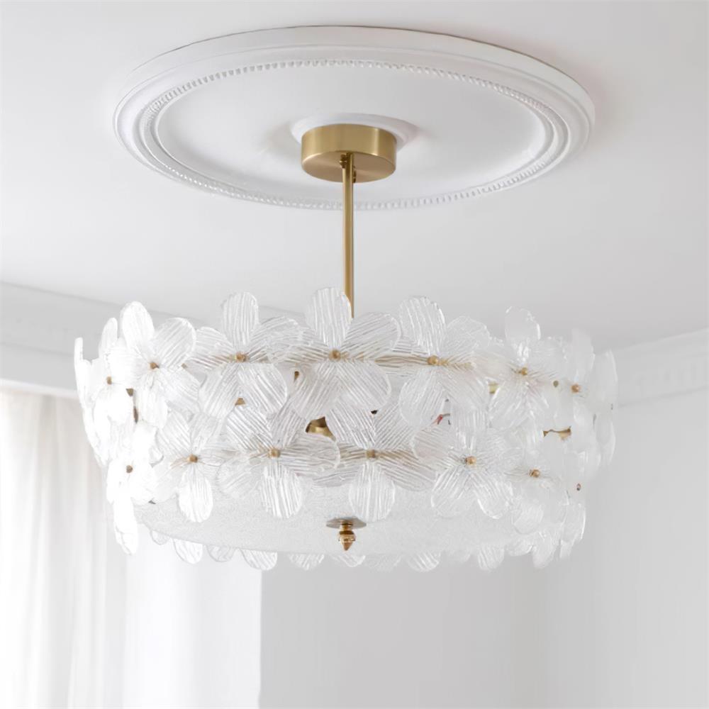 FloraLuxe | Elegant Handmade Glass Ceiling Lamp with Brass Frame 10