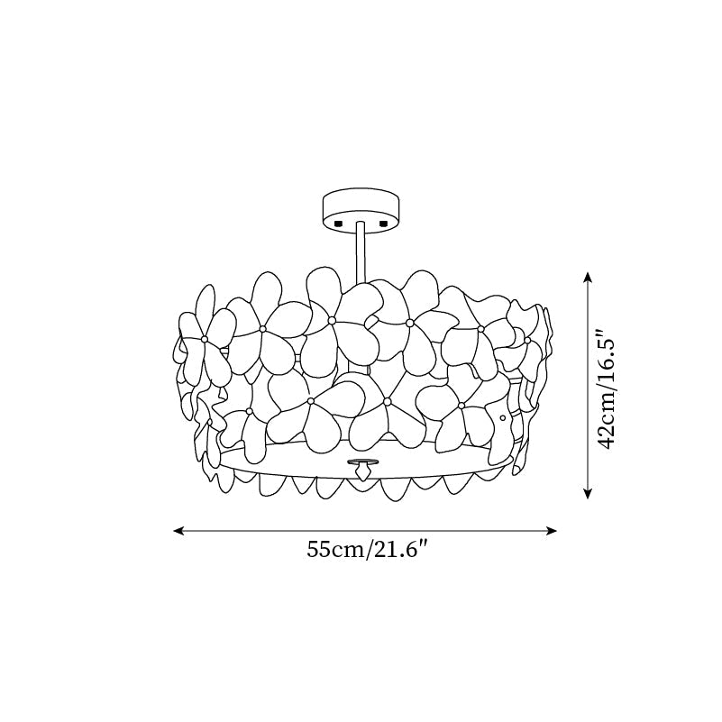 FloraLuxe | Elegant Handmade Glass Ceiling Lamp with Brass Frame 4