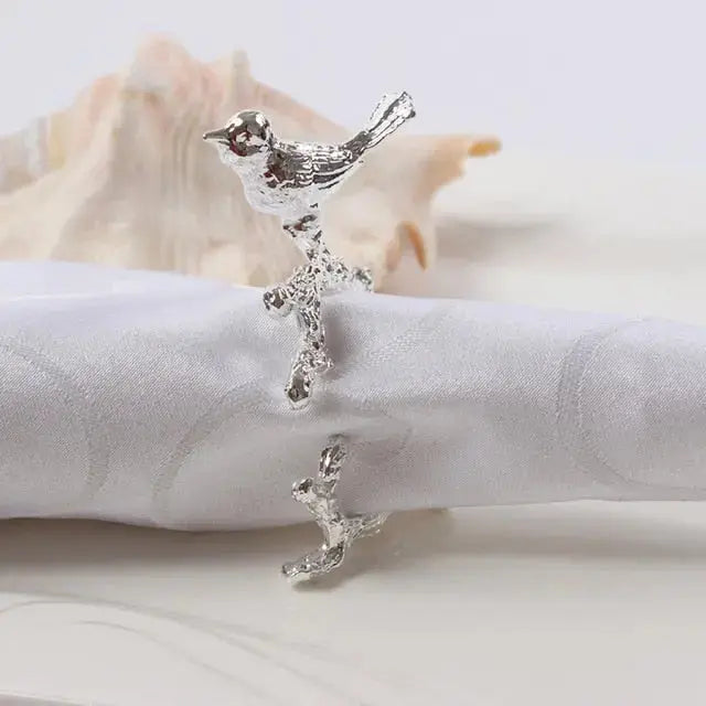 FloraNest | Elegant Decorative Bird &amp; Flower Napkin Ring Set 7