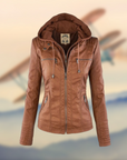 Flora | Women's Hooded Leather Jacket - Stylish & Functional 0