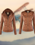 Flora | Women's Hooded Leather Jacket - Stylish & Functional 2