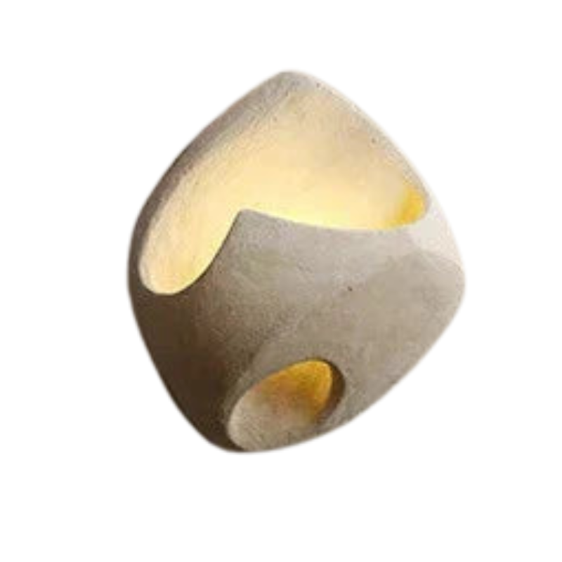 ZenGlow – Aplique de pared de cemento Wabi-Sabi con luz LED suave para interiores tranquilos