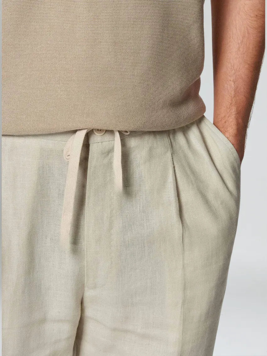 Ethan | Elegant Lightweight Beige Linen Pants 5