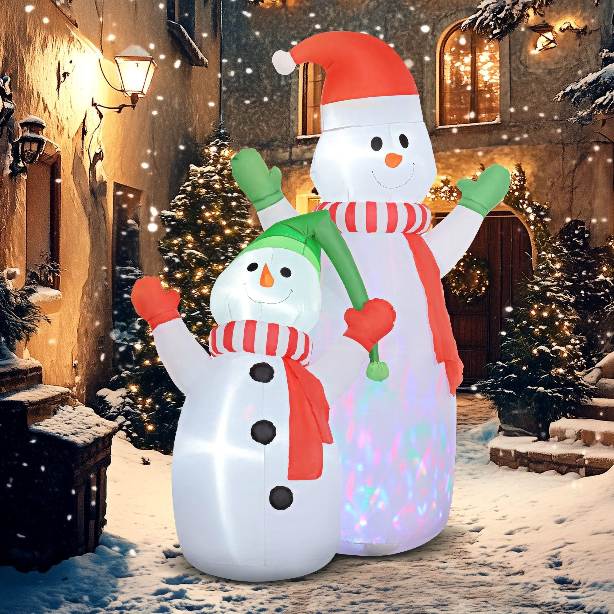 FrostyFamily – Large Christmas Snowman Decoration with Child and LED Lights 1