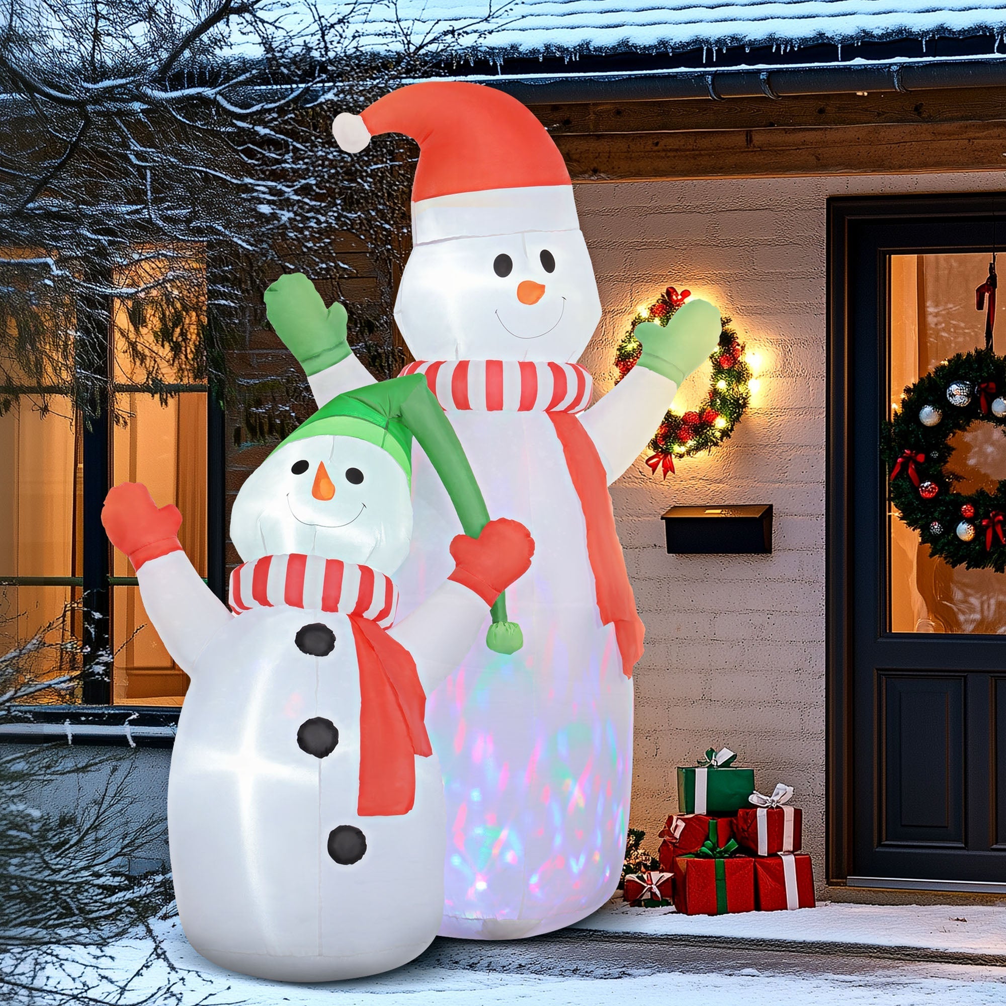 FrostyFamily – Large Christmas Snowman Decoration with Child and LED Lights 2
