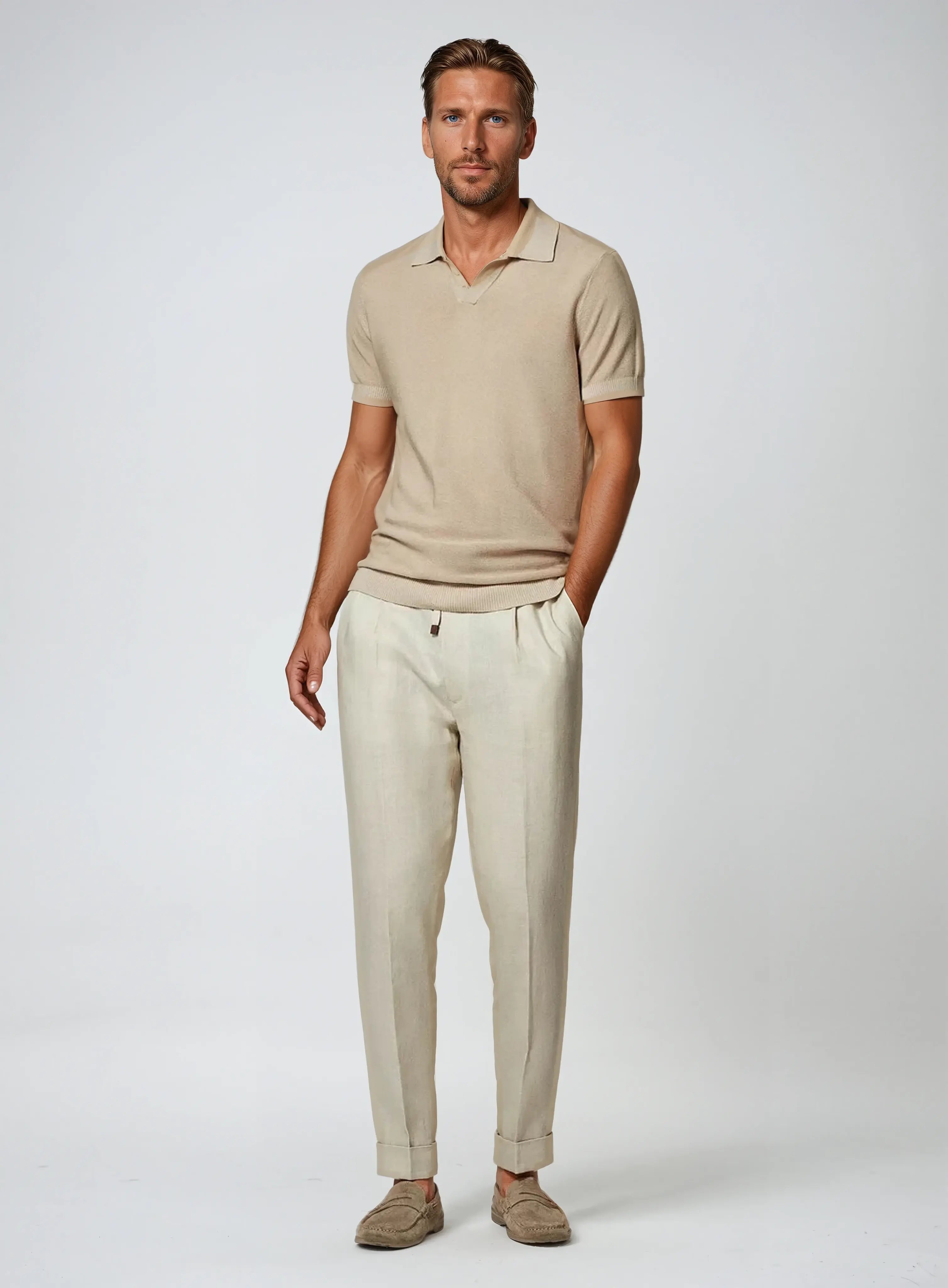 Ethan | Elegant Lightweight Beige Linen Pants 3