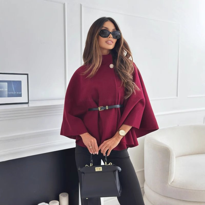 Gabriella | Women's Stylish Cape Coat with Elegant High Neck Detail 0