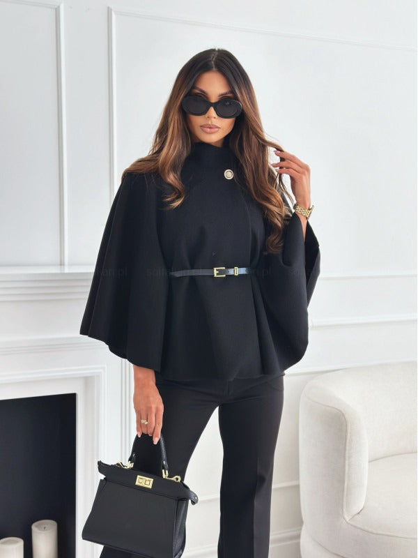 Gabriella | Women's Stylish Cape Coat with Elegant High Neck Detail 1