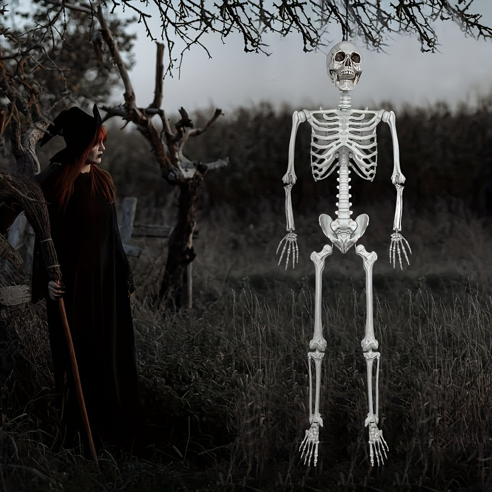 Giant 12 Ft Life-Size Halloween Skeleton Decoration with Posable Joints - Scary Outdoor Halloween Prop 0