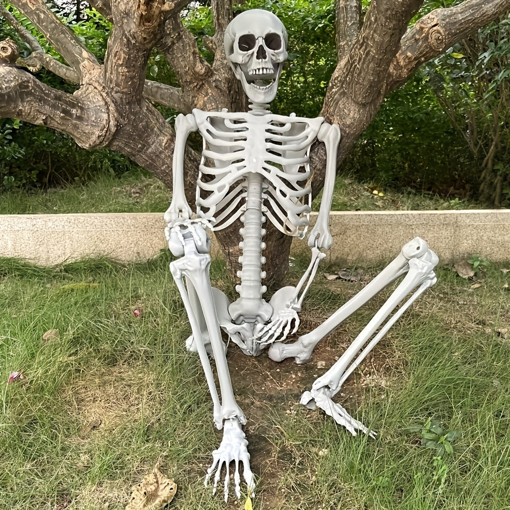 Giant 12 Ft Life-Size Halloween Skeleton Decoration with Posable Joints - Scary Outdoor Halloween Prop 1