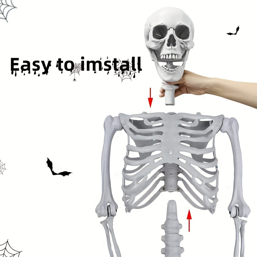 Giant 12 Ft Life-Size Halloween Skeleton Decoration with Posable Joints - Scary Outdoor Halloween Prop 4