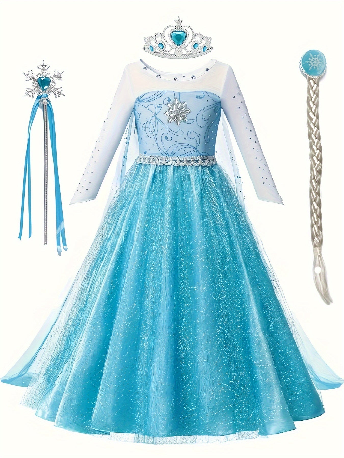 Girls Glitter Long Sleeve Halloween Princess Costume Dress | Maxi 2