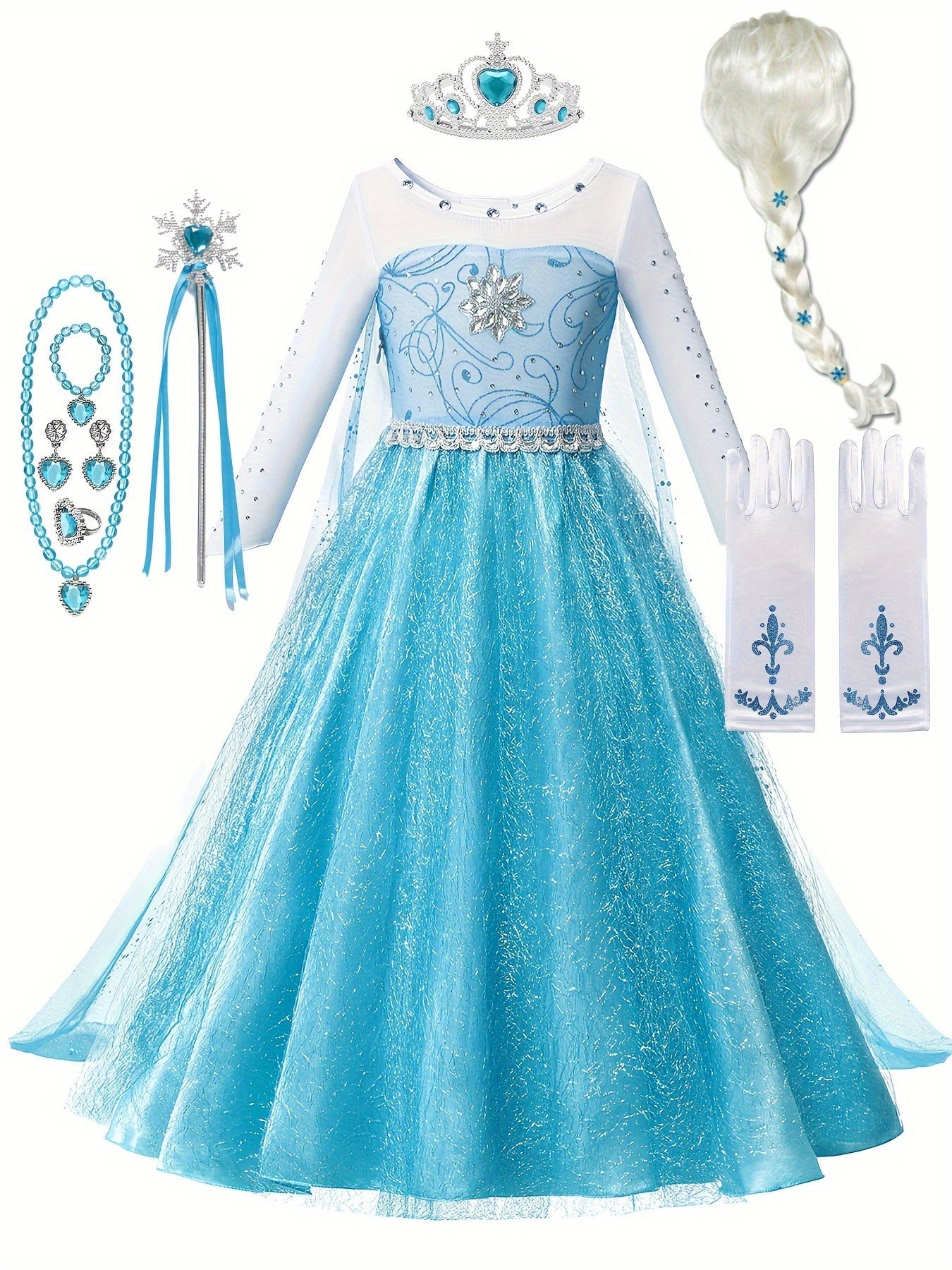 Girls Glitter Long Sleeve Halloween Princess Costume Dress | Maxi 6