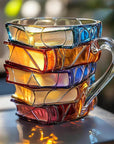 Glass Coffee Mug Book Spine Design 0