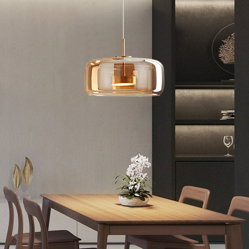 GoldenGlow - Retro Gold LED Pendant Lights in Glass 11