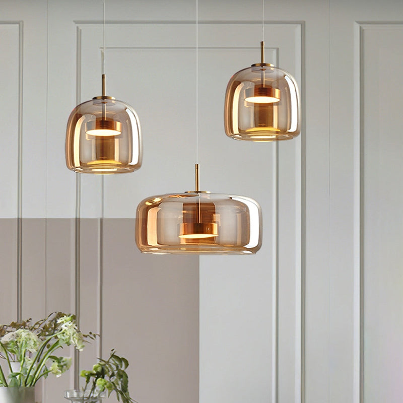 GoldenGlow - Retro Gold LED Pendant Lights in Glass 2