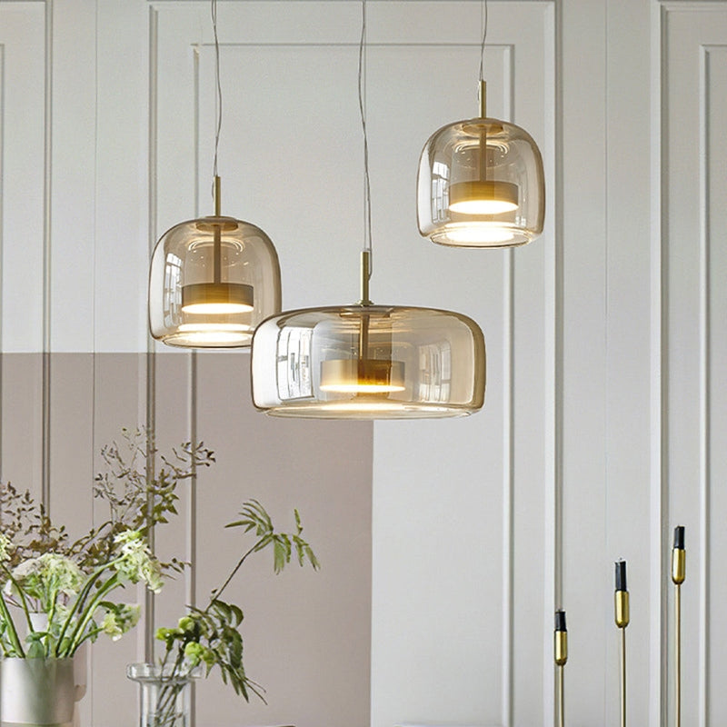 GoldenGlow - Retro Gold LED Pendant Lights in Glass 3