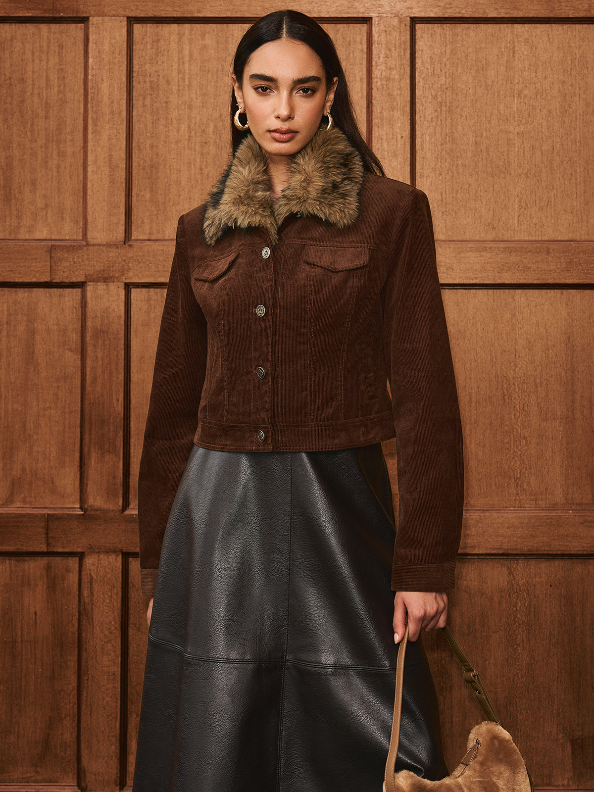 Gracelyn | Faux Fur Collar Corduroy Jacket 1
