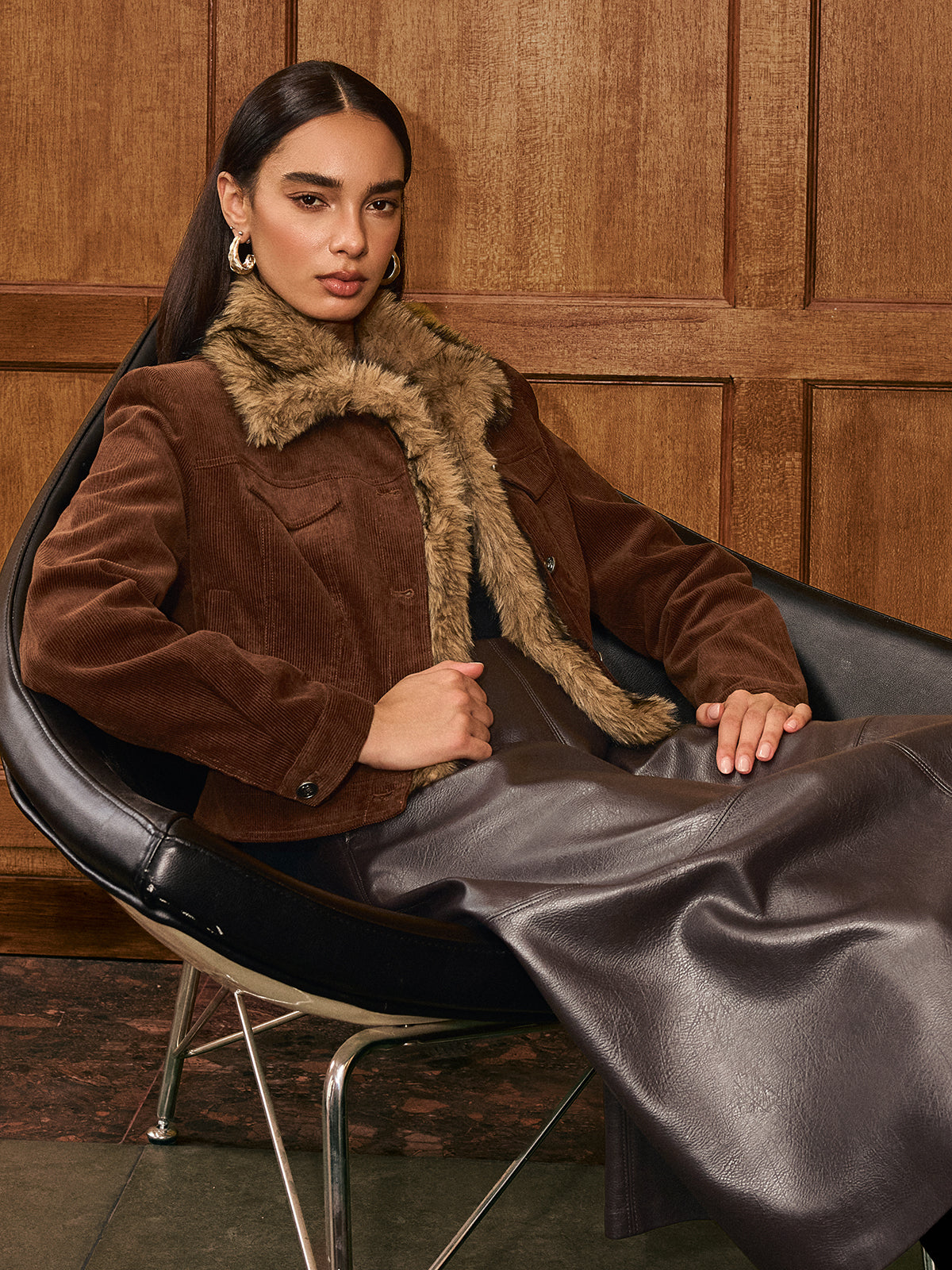 Gracelyn | Faux Fur Collar Corduroy Jacket 3