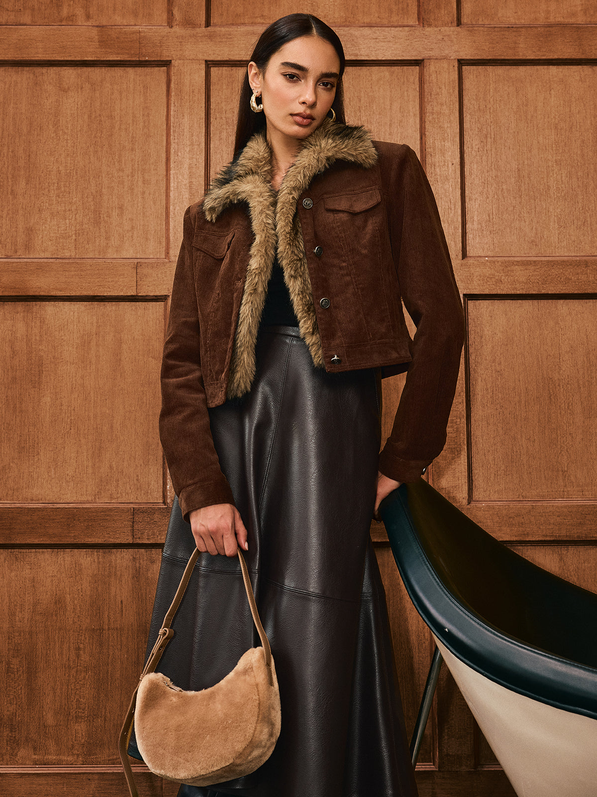 Gracelyn | Faux Fur Collar Corduroy Jacket 4