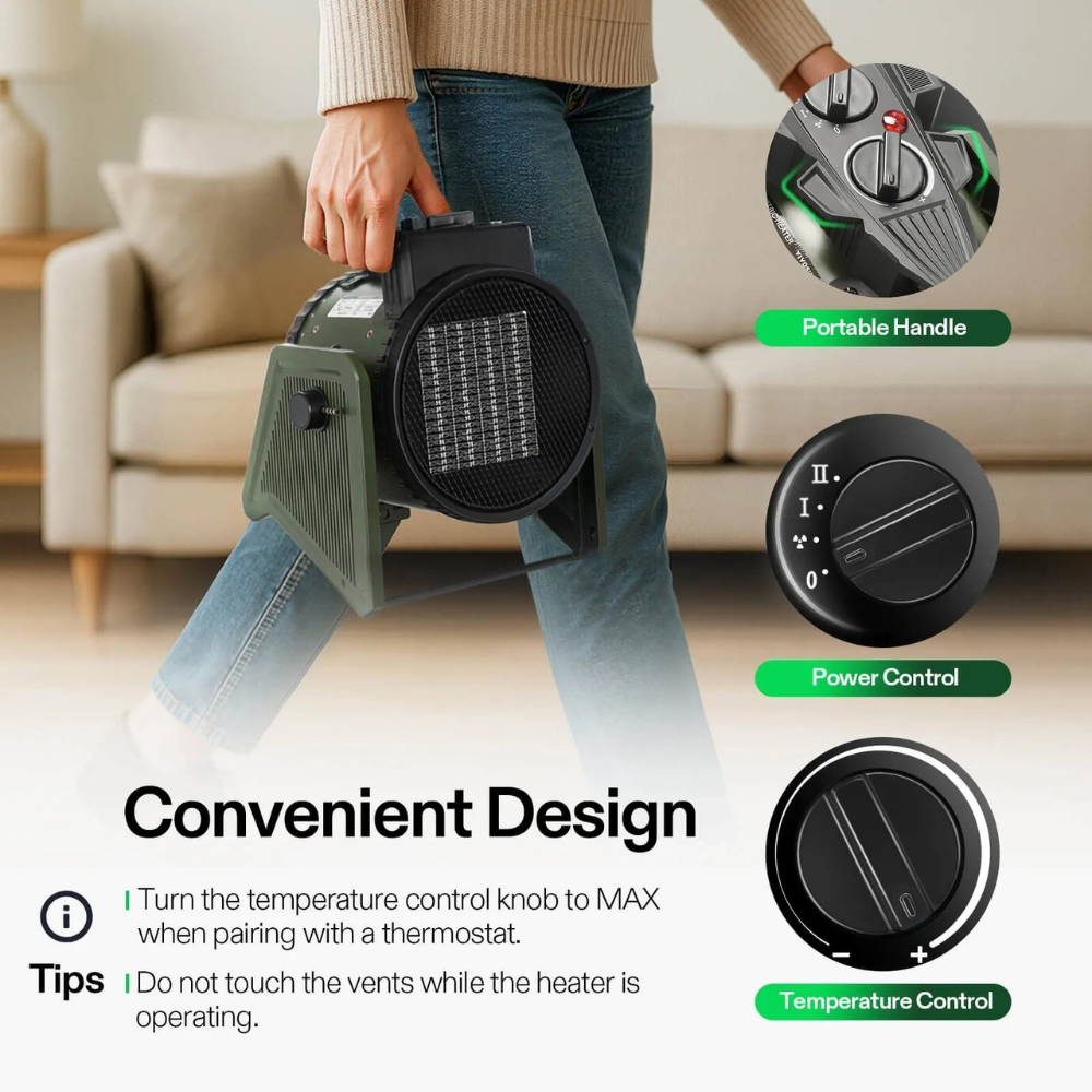 GreenHeat | Adjustable Thermostat Space Heater for Greenhouse Use 3