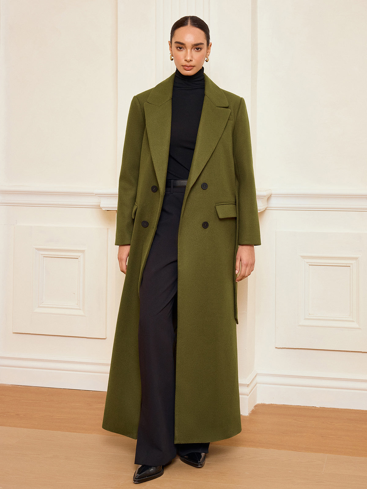 Guinevere | Double-Breasted Belted Long Coat 0