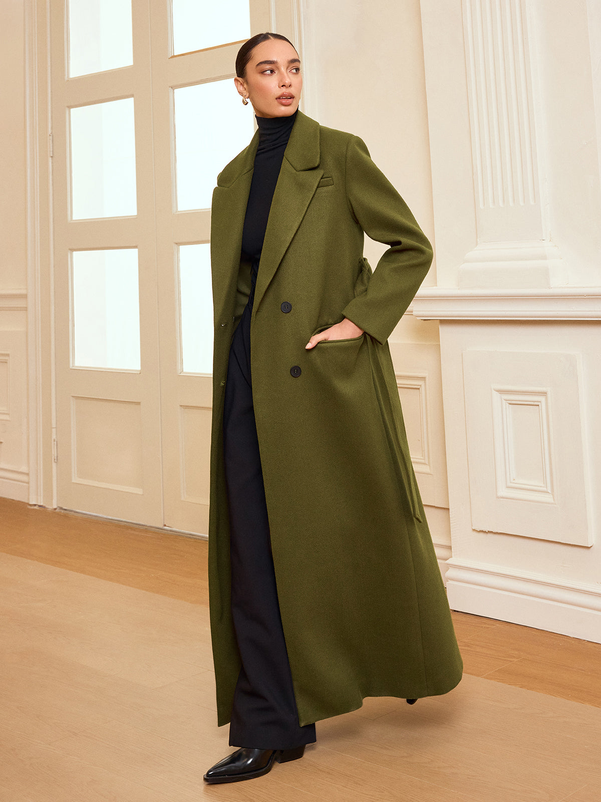 Guinevere | Double-Breasted Belted Long Coat 1