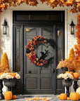 Halloween Rustic Witch Floral Wreath | Crescent Moon Door Decor 3