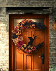 Halloween Rustic Witch Floral Wreath | Crescent Moon Door Decor 4