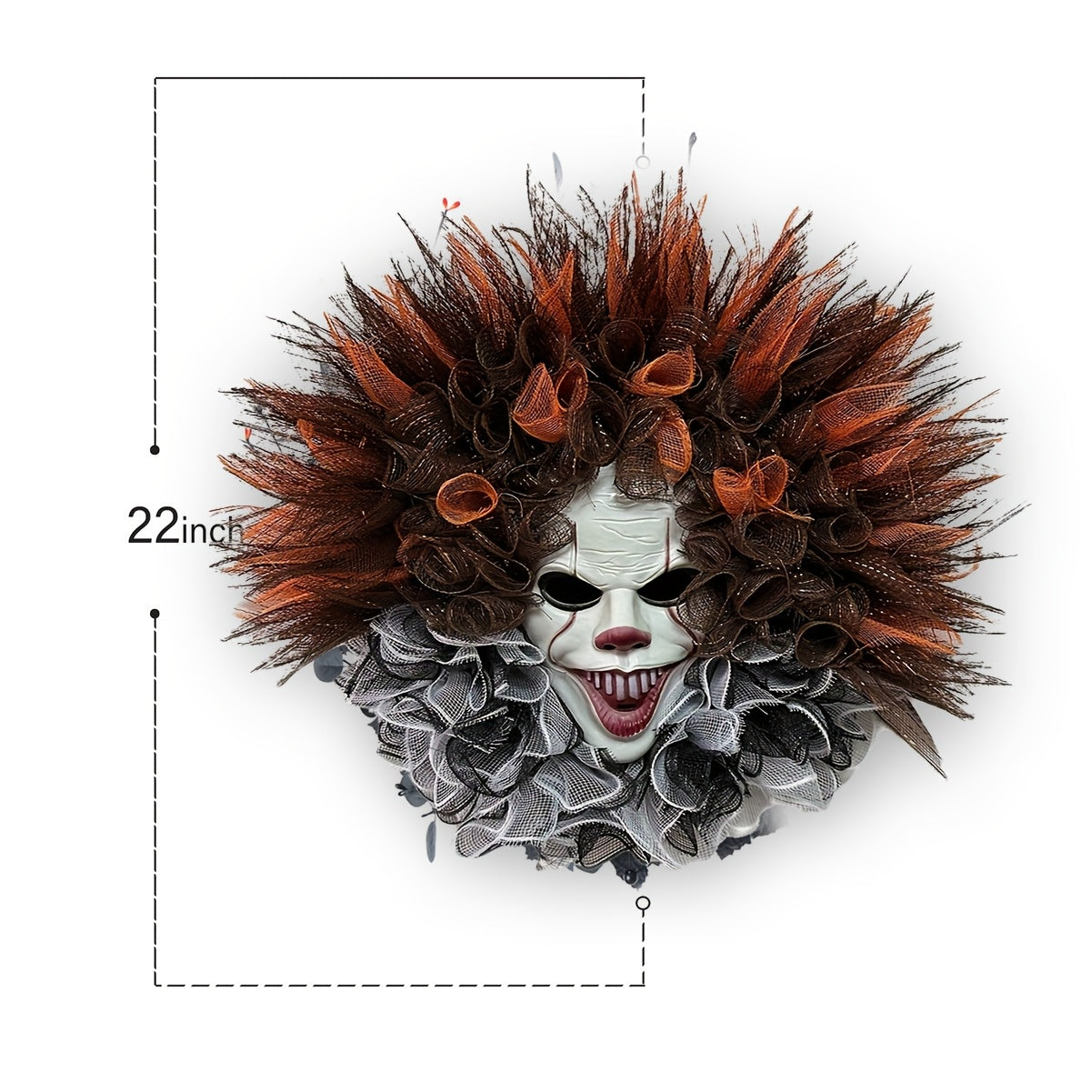 Halloween Scary Clown Mesh Wreath | Creepy Front Door Decor 4